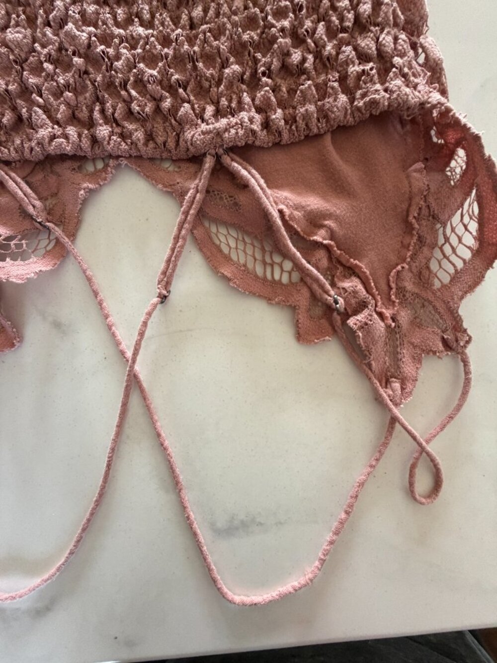 Free People Adella Slip Dress Mauve Pink Lace Boho Mini Dress Size M - Picture 14 of 16